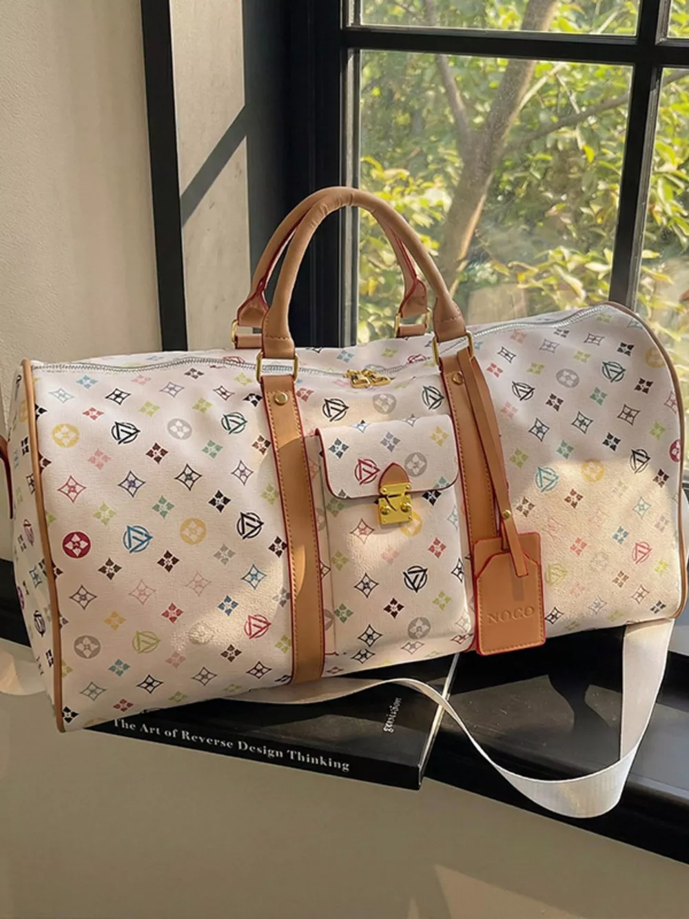 Printed Leather Travel Bag, image 4