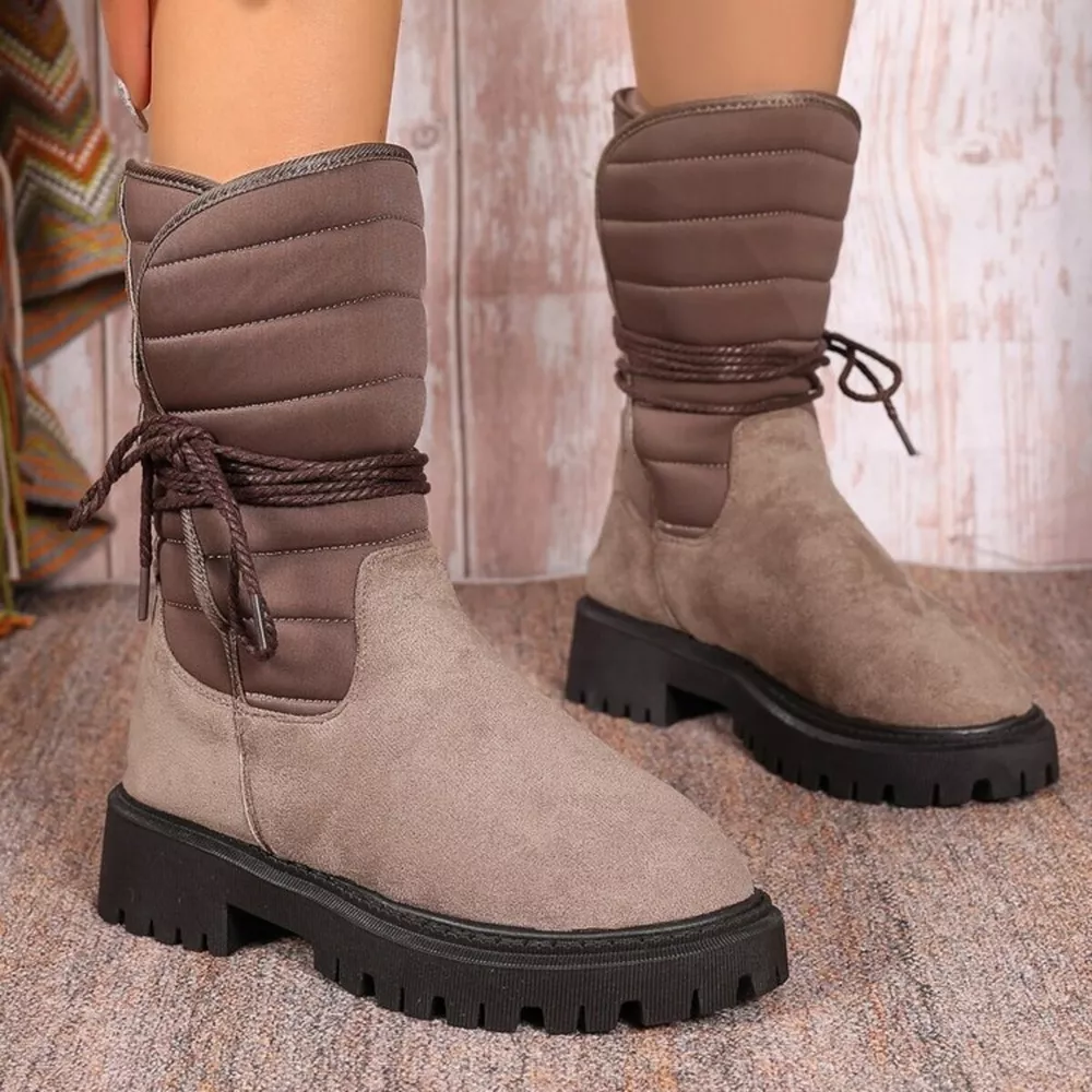 Quilted Lace-Up Mid-Calf Boots, image 14