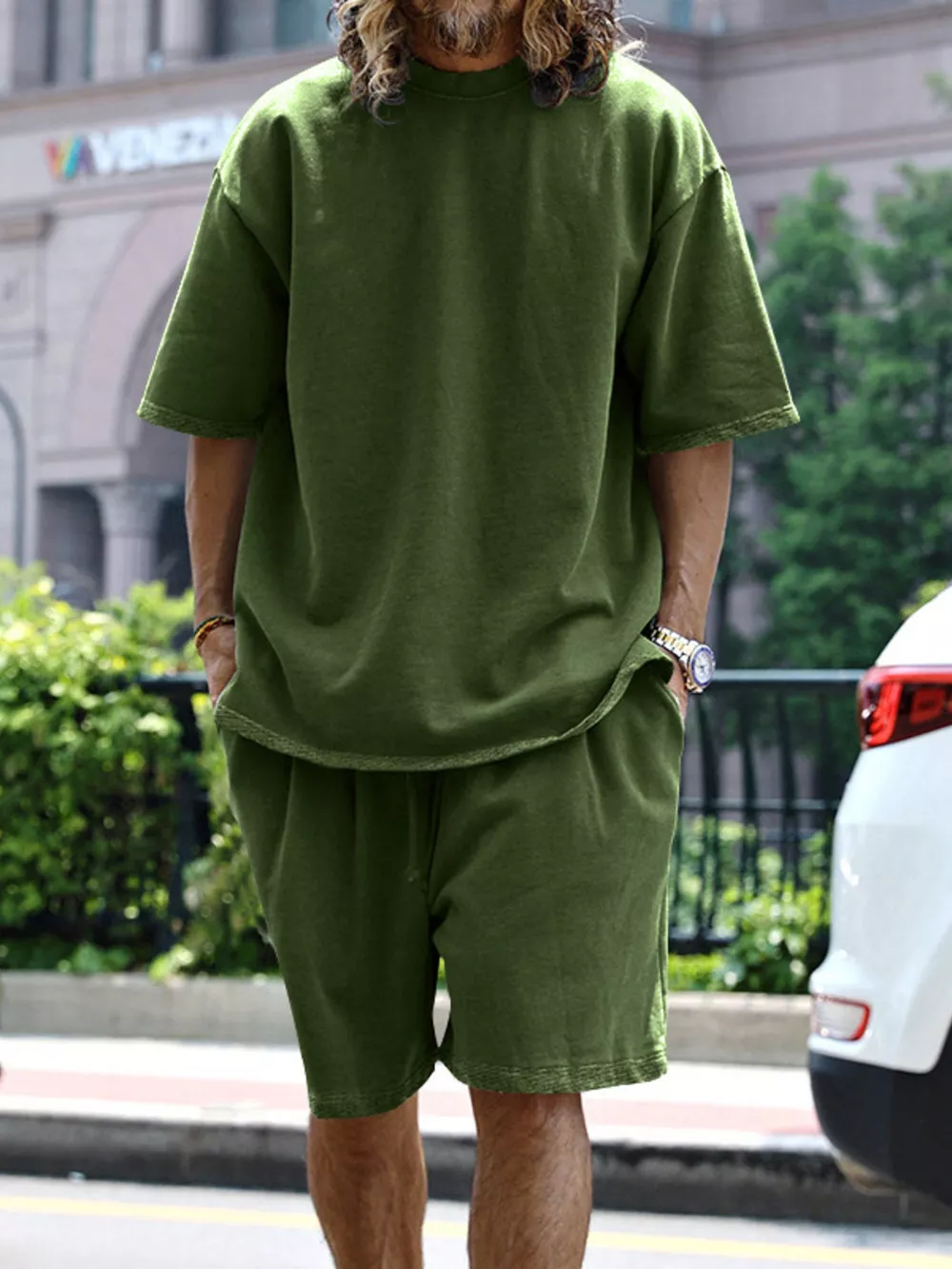 Men's Full Size Relaxed Fit T-Shirt & Shorts Set Plus Size, image 2