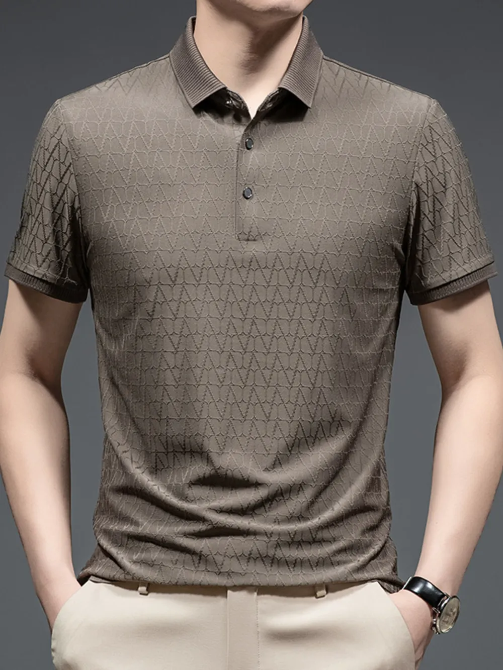 Men's Plus Size Button Detail Short Sleeve Polo, image 3