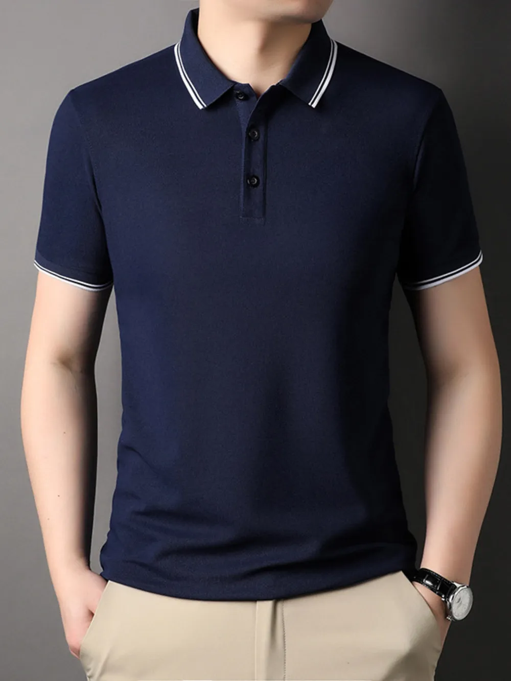 Men's Plus Size Button Detail Short Sleeve Polo, image 4