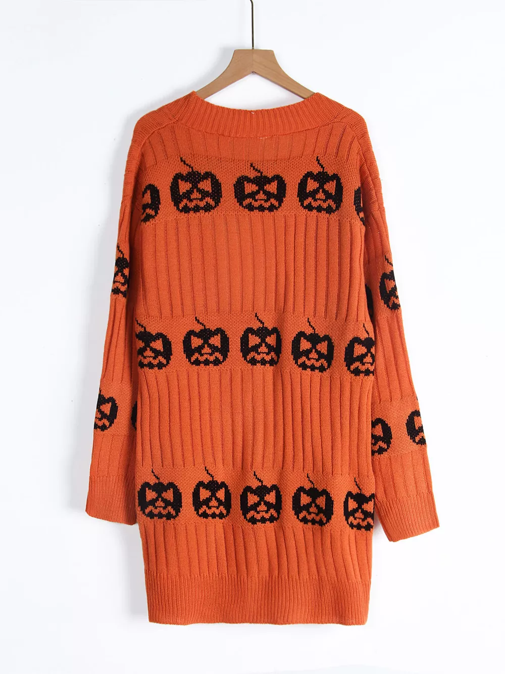 Halloween Pumpkin Open Front Knit Cardigan, image 10