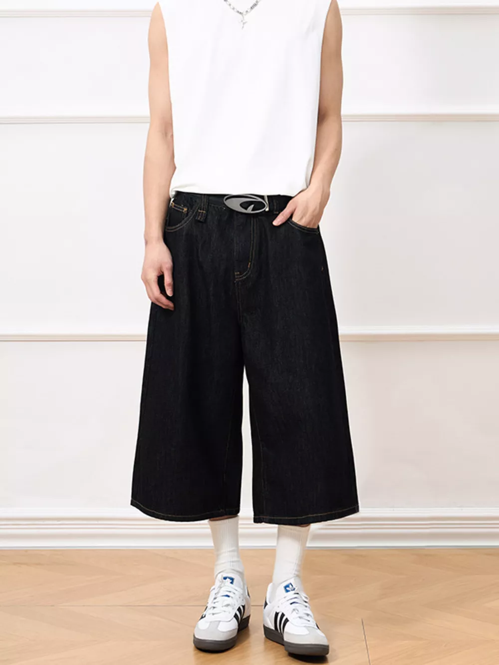 Men's Wide Leg Capris Jeans