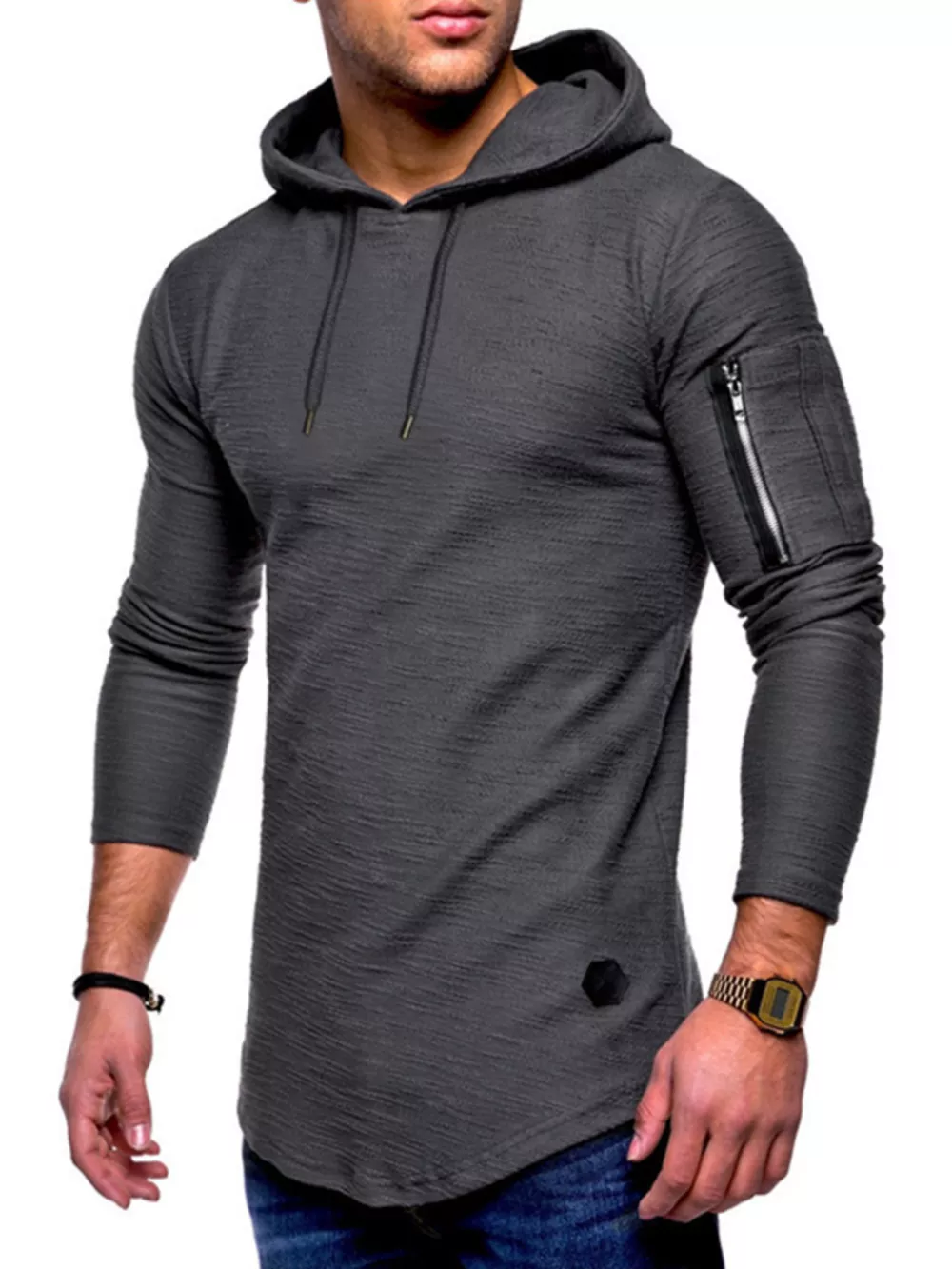 Men's Plus Size Casual Slim Fit Long Sleeve Hoodie, image 7