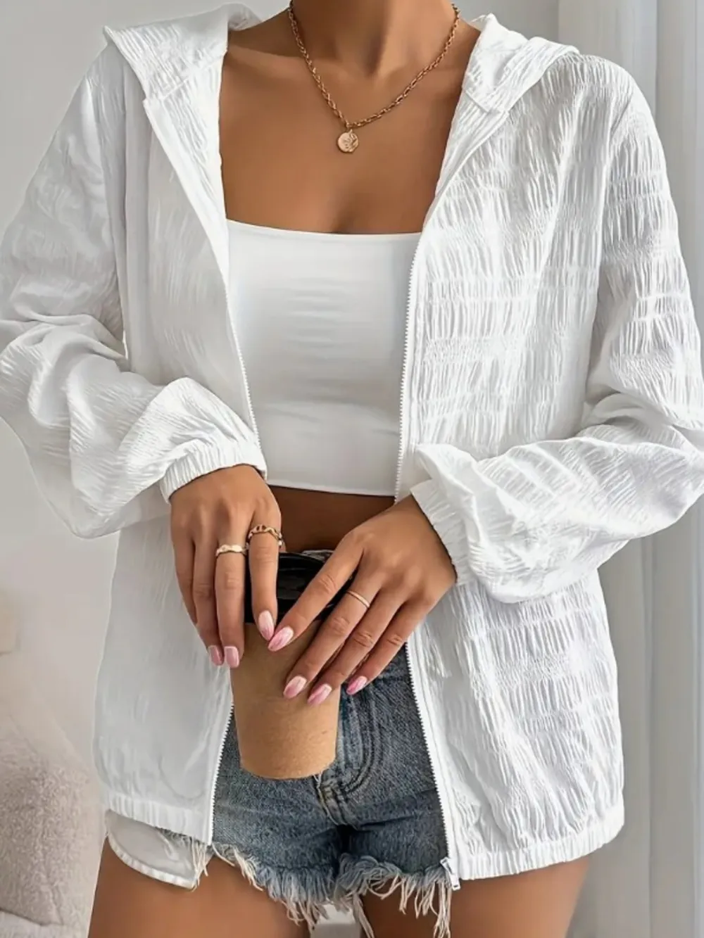 Zip Up Long Sleeve Hooded Outerwear, image 13