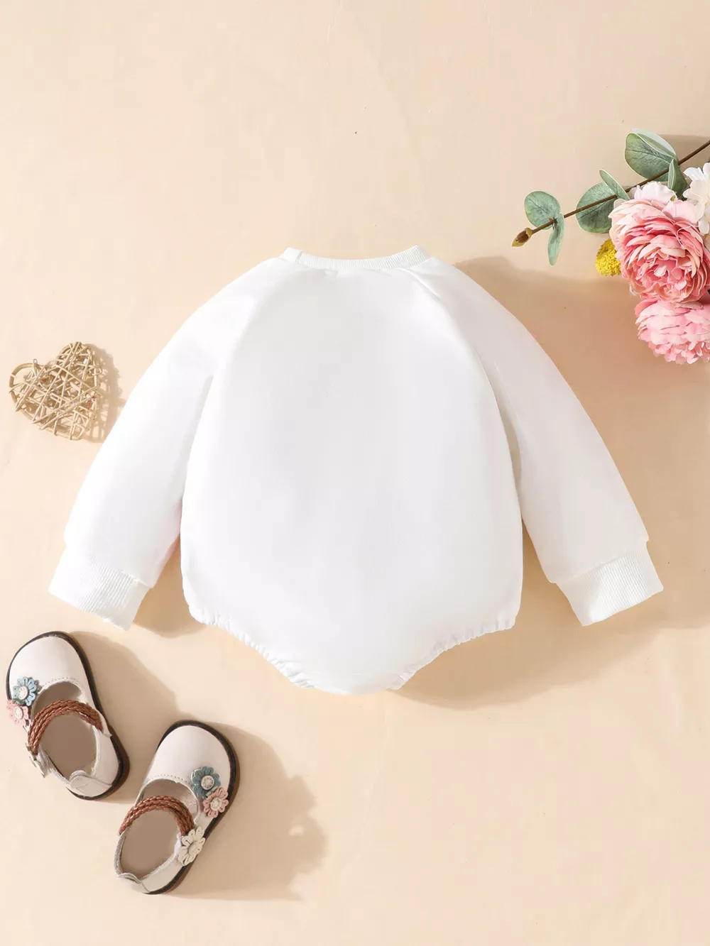 Children's Bow Decor Long Sleeve Baby One-Piece Bodysuit, image 2