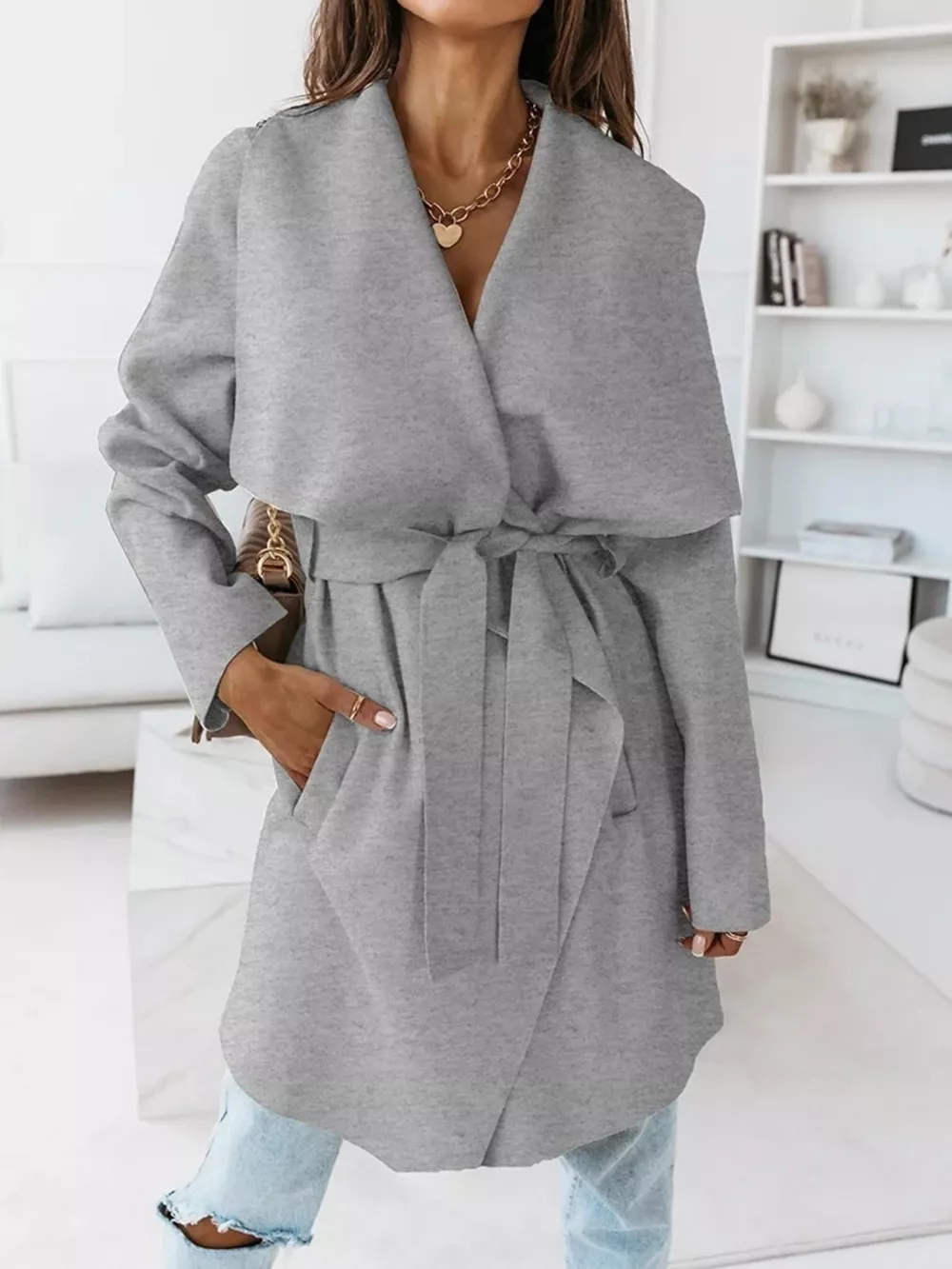Tie Waist Long Sleeve Outerwear, image 7