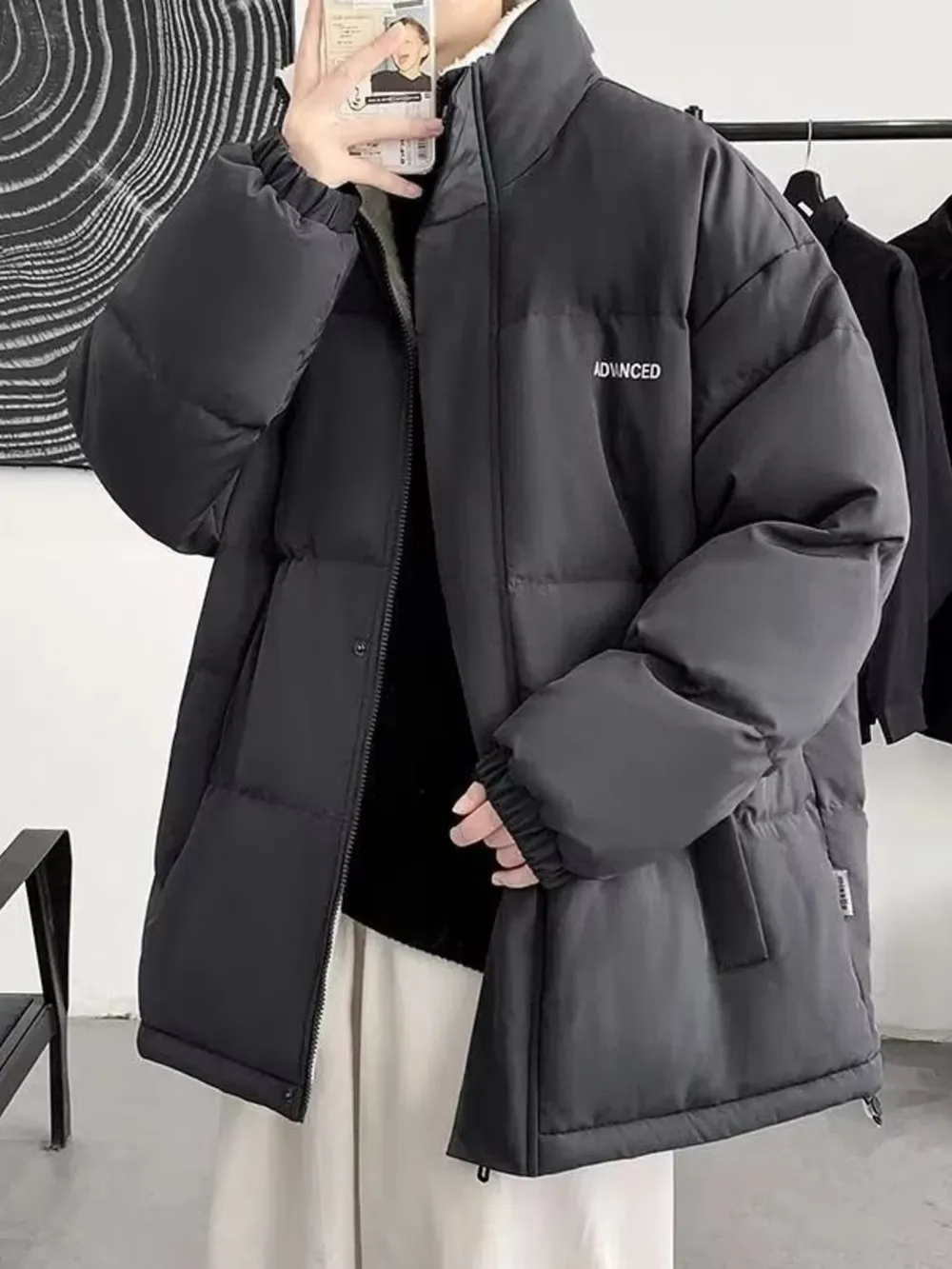 Men's Plus Size Quilted Snap Down Puff Jacket, image 4