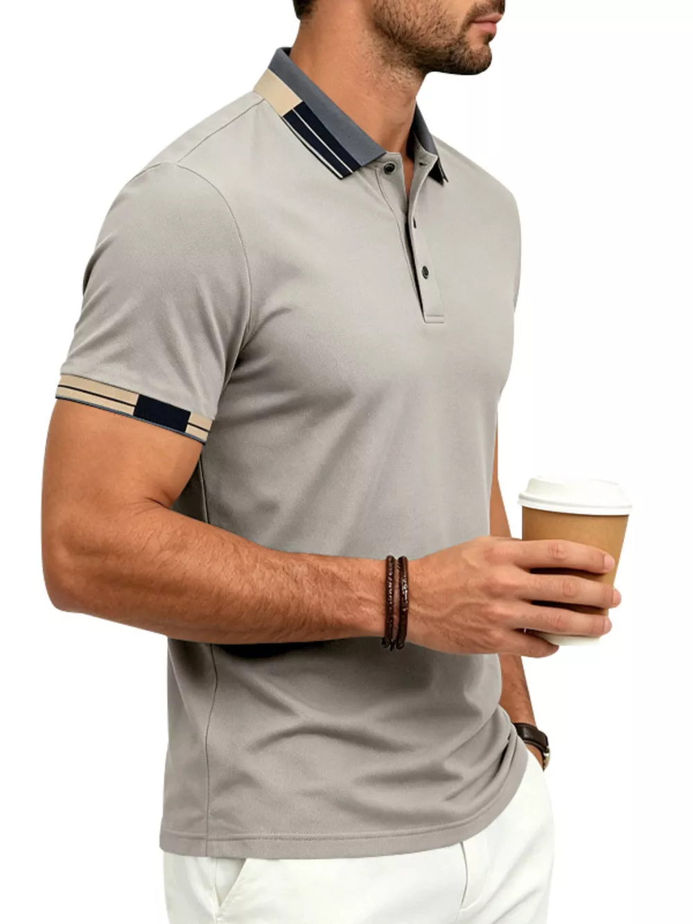 Men's Full Size Slim-Fit Contrast Trim Polo Plus Size, image 3
