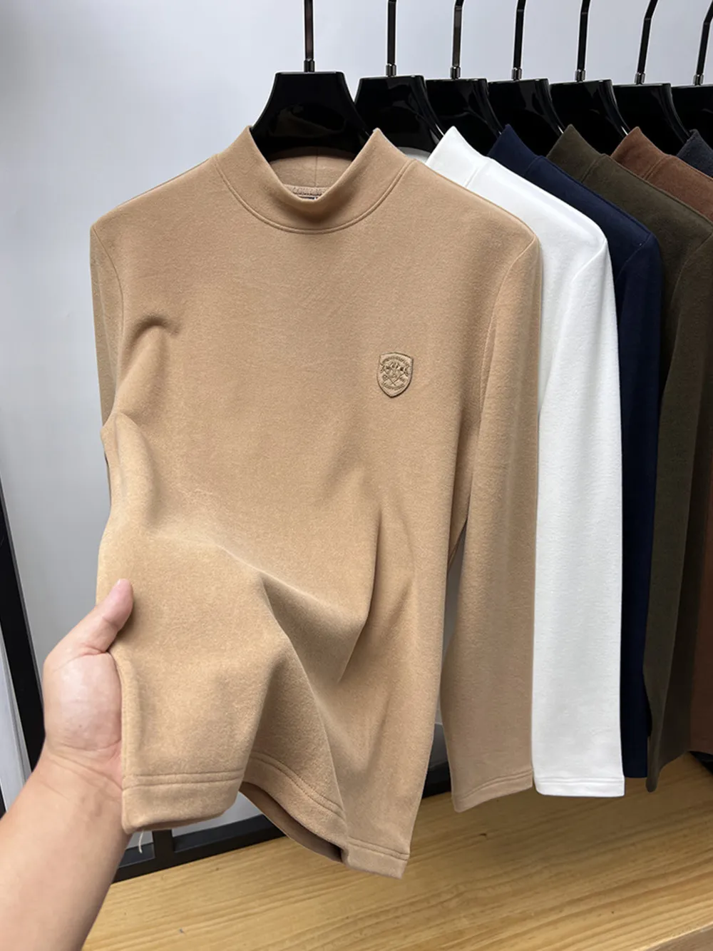 Men's Plus Size Mock Neck Long Sleeve T-Shirt, image 8