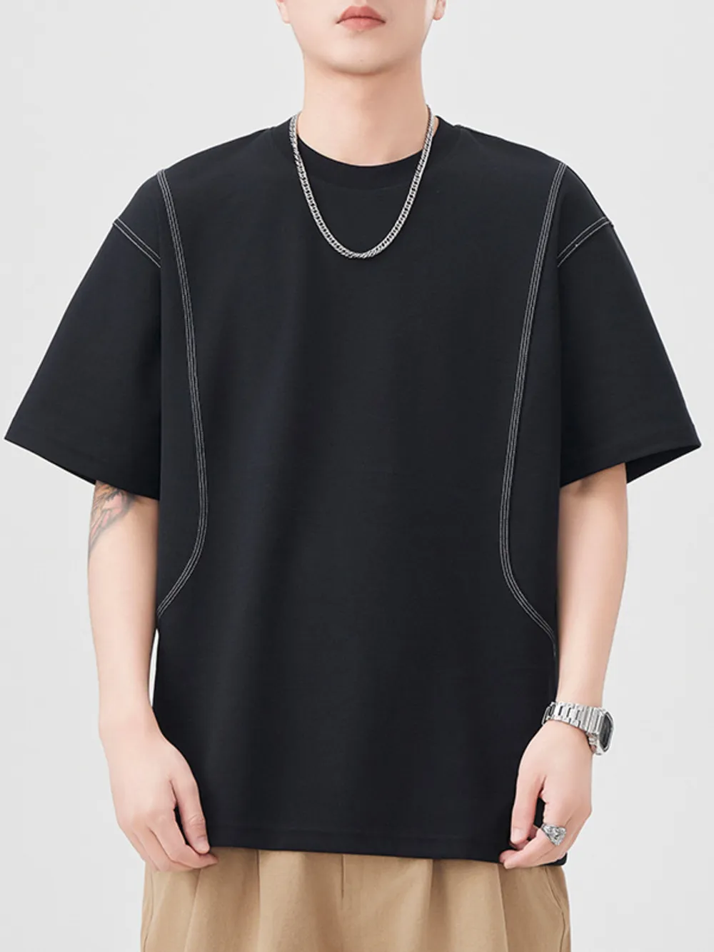 Men's Plus Size Round Neck Relaxed Fit T-Shirt