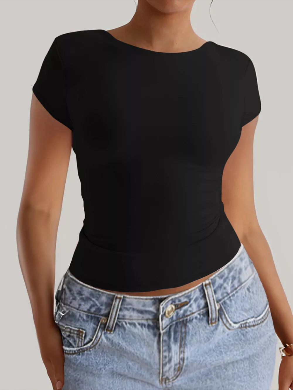Slim-Fit Backless T-Shirt, image 2