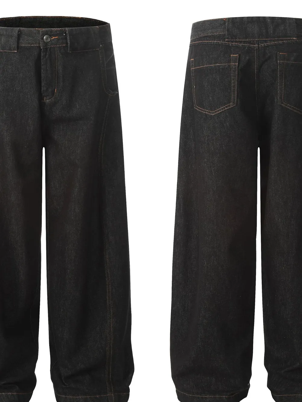 Men's Oversized Wide-Leg Wash Denim Jeans, image 5