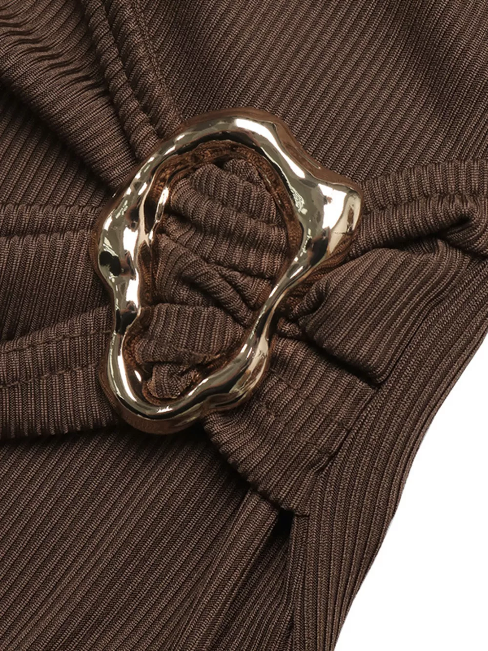 Metal Buckle Detail Surplice T-Shirt, image 7