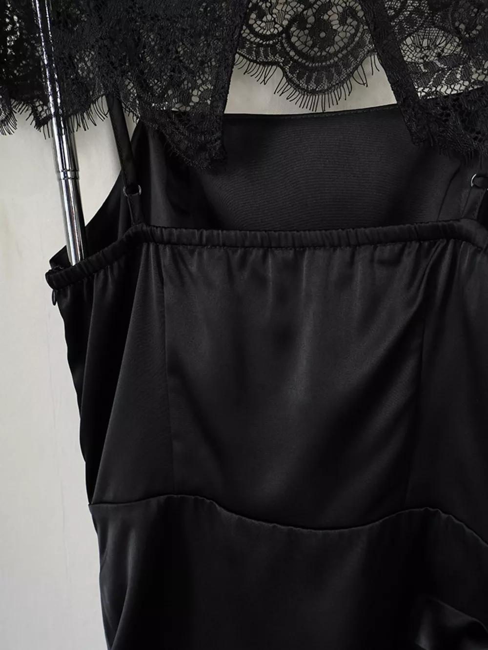 Satin Mini Dress with Lace Detachable Cape, image 9