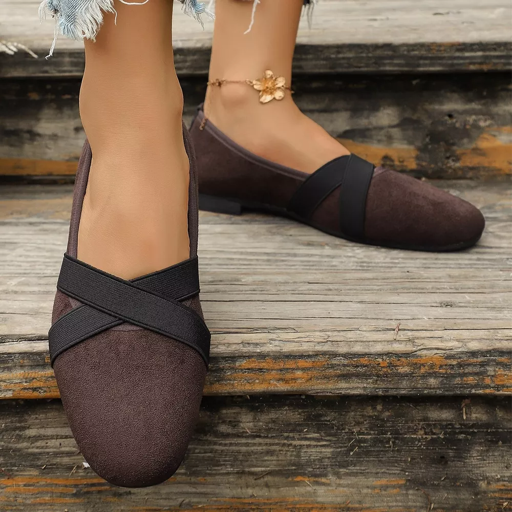 Suede Cross-Strap Slip-On Loafers, image 10