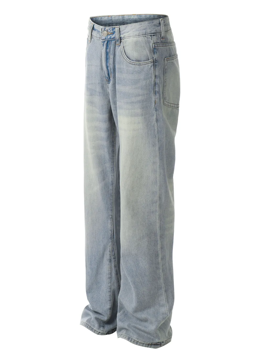 Men's Relaxed Fit Wash Wide Leg Jeans, image 2