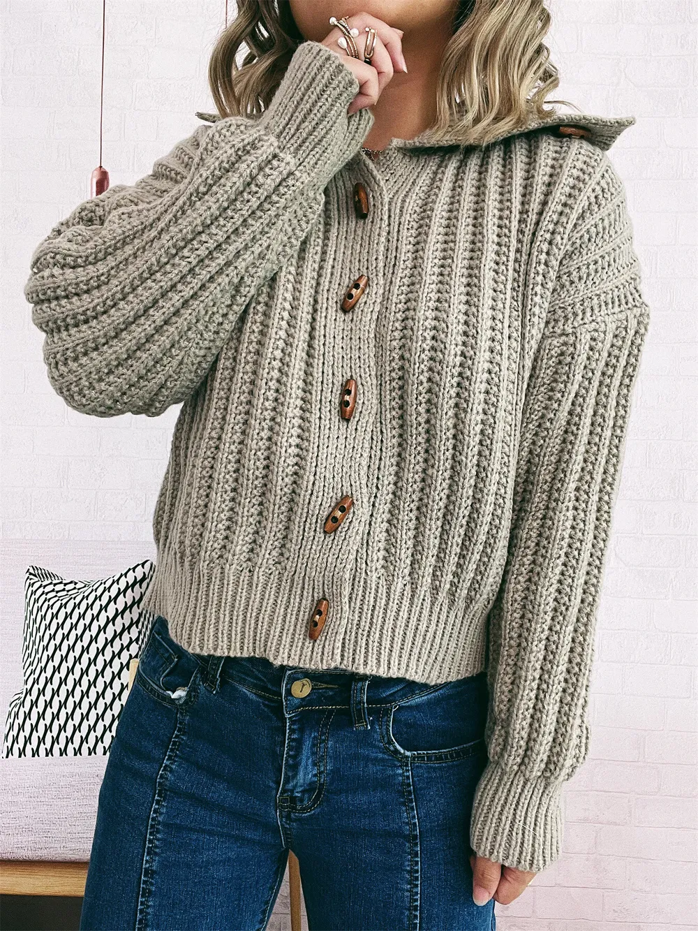 Button Up Long Sleeve Cardigan, image 4