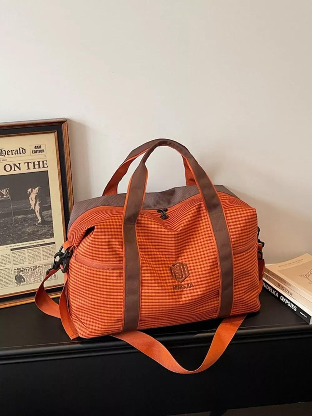 Plaid Oxford Cloth Travel Bag, image 2