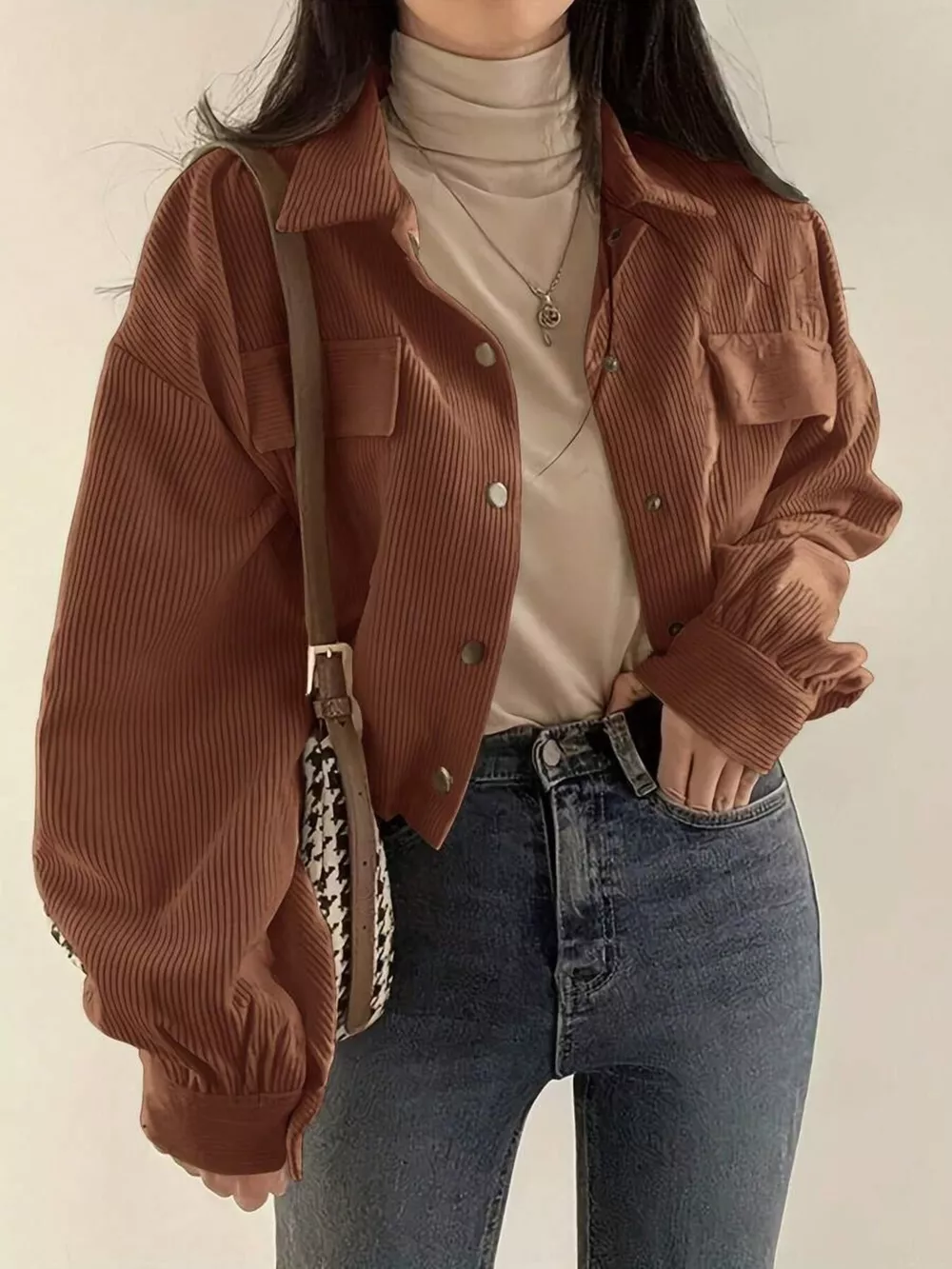 Corduroy Snap Down Cropped Jacket, image 10