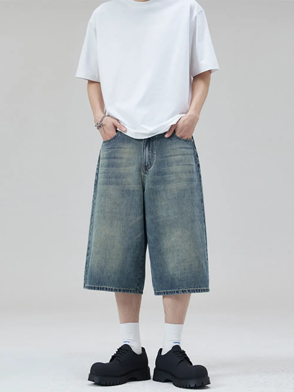 Men's Wide-Leg Denim Shorts, image 7