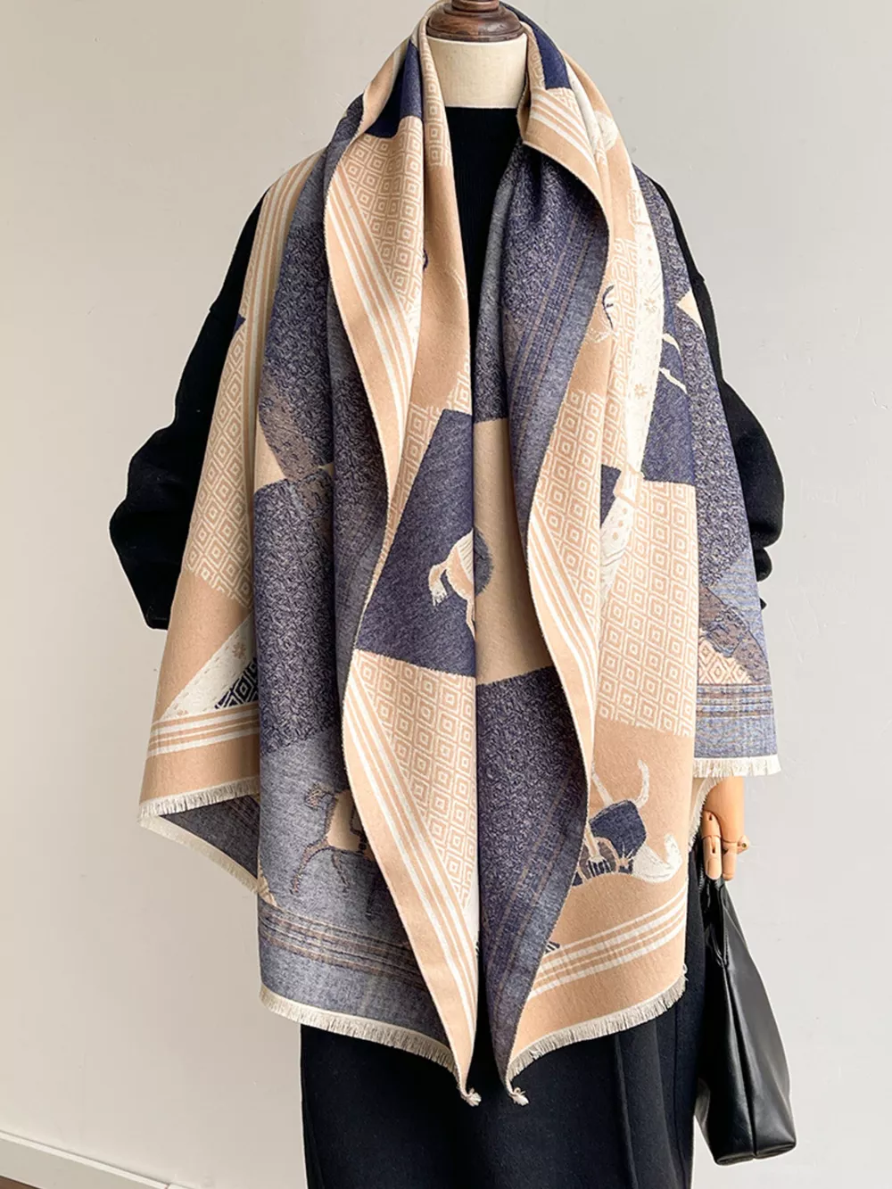Equestrian Print Reversible Scarf, image 6