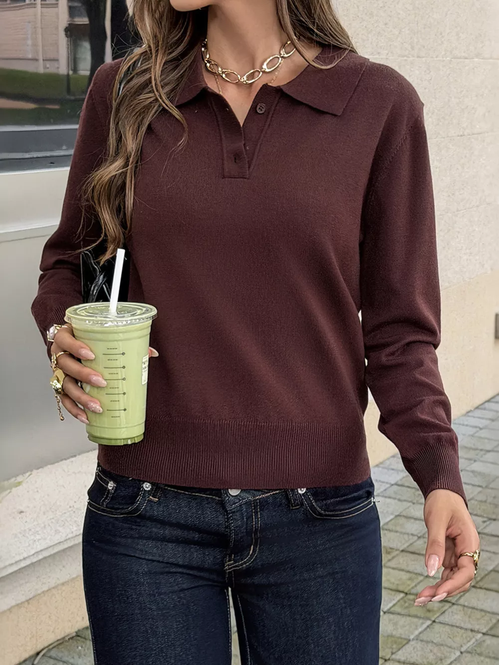 Polo Collar Knit Sweater