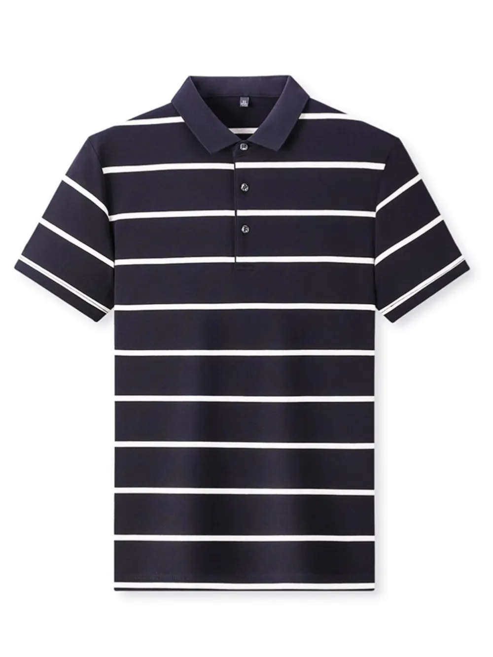 Men's Plus Size Striped Button Detail Short Sleeve Polo, image 3