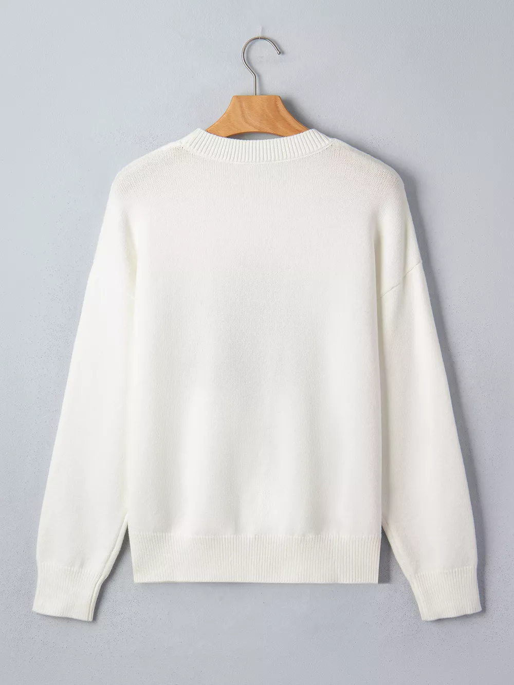 Christmas Tree Bow Drop Shoulder Knit Sweater, image 8