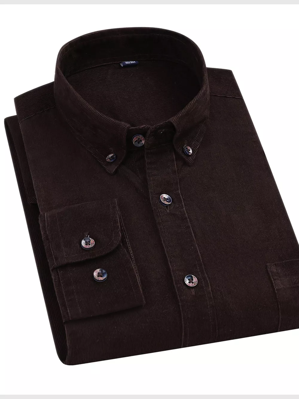 Men's Full Size Corduroy Long Sleeve Button-Down Shirt Plus Size, image 5