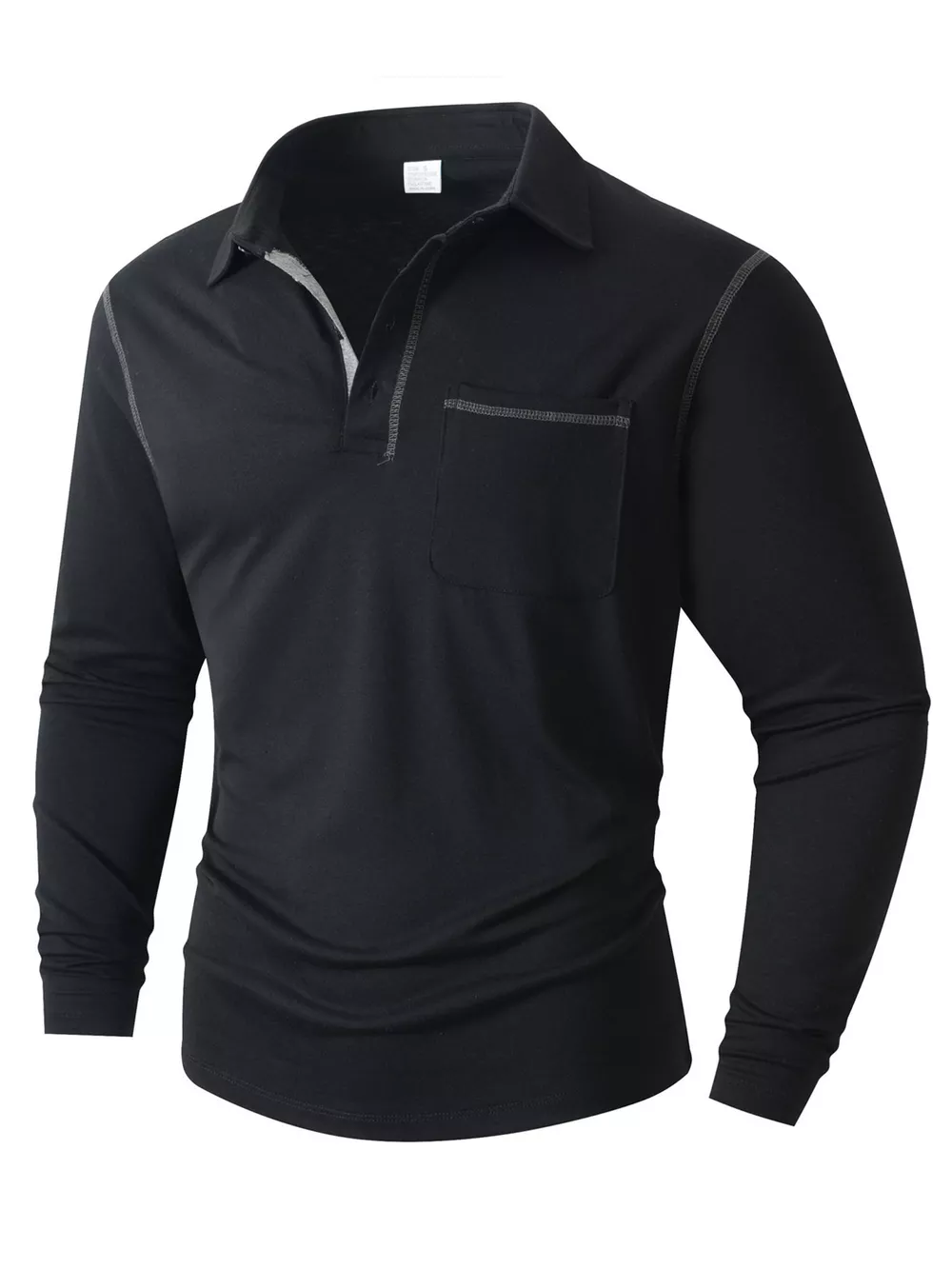 Men's Full Size Long Sleeve Casual Polo Plus Size, image 17