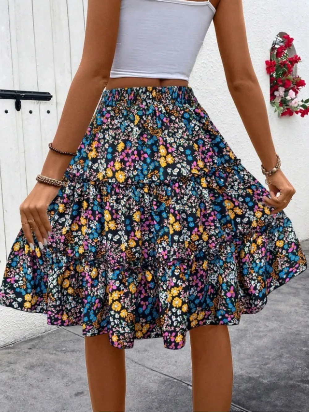 Floral Print Midi Skirt, image 22