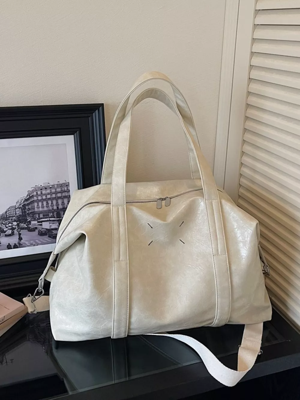 Vintage Style Leather Travel Bag, image 7