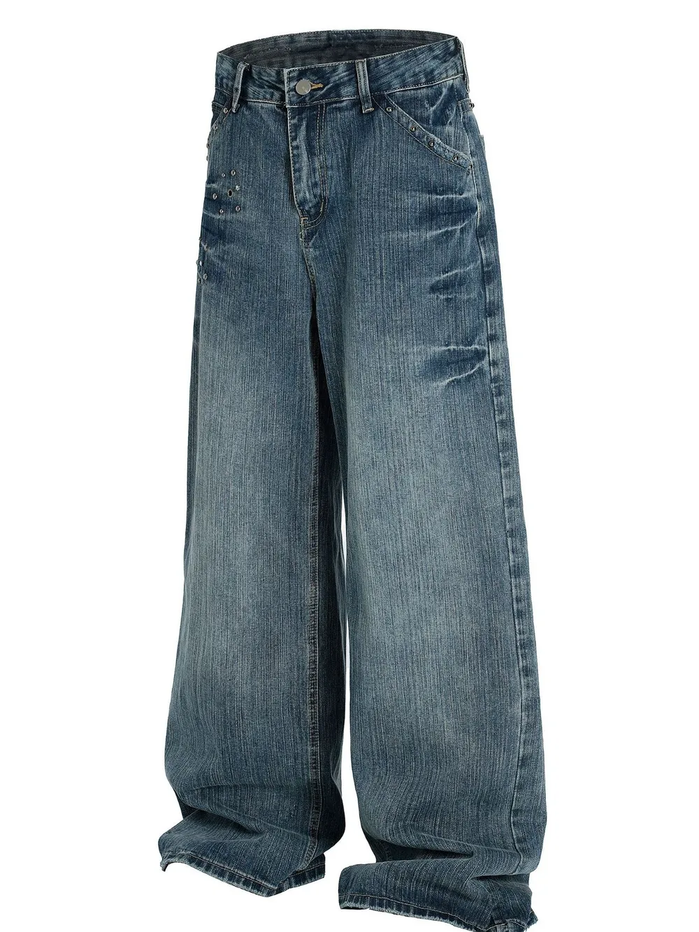 Men's Washed Wide Leg Jeans, image 2