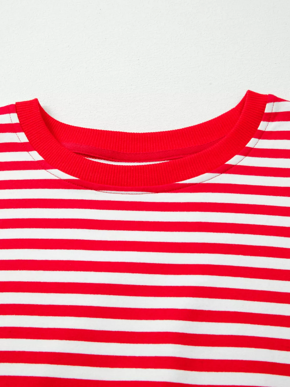 Stripe Exposed Seam Drop Shoulder Casual Top, image 9
