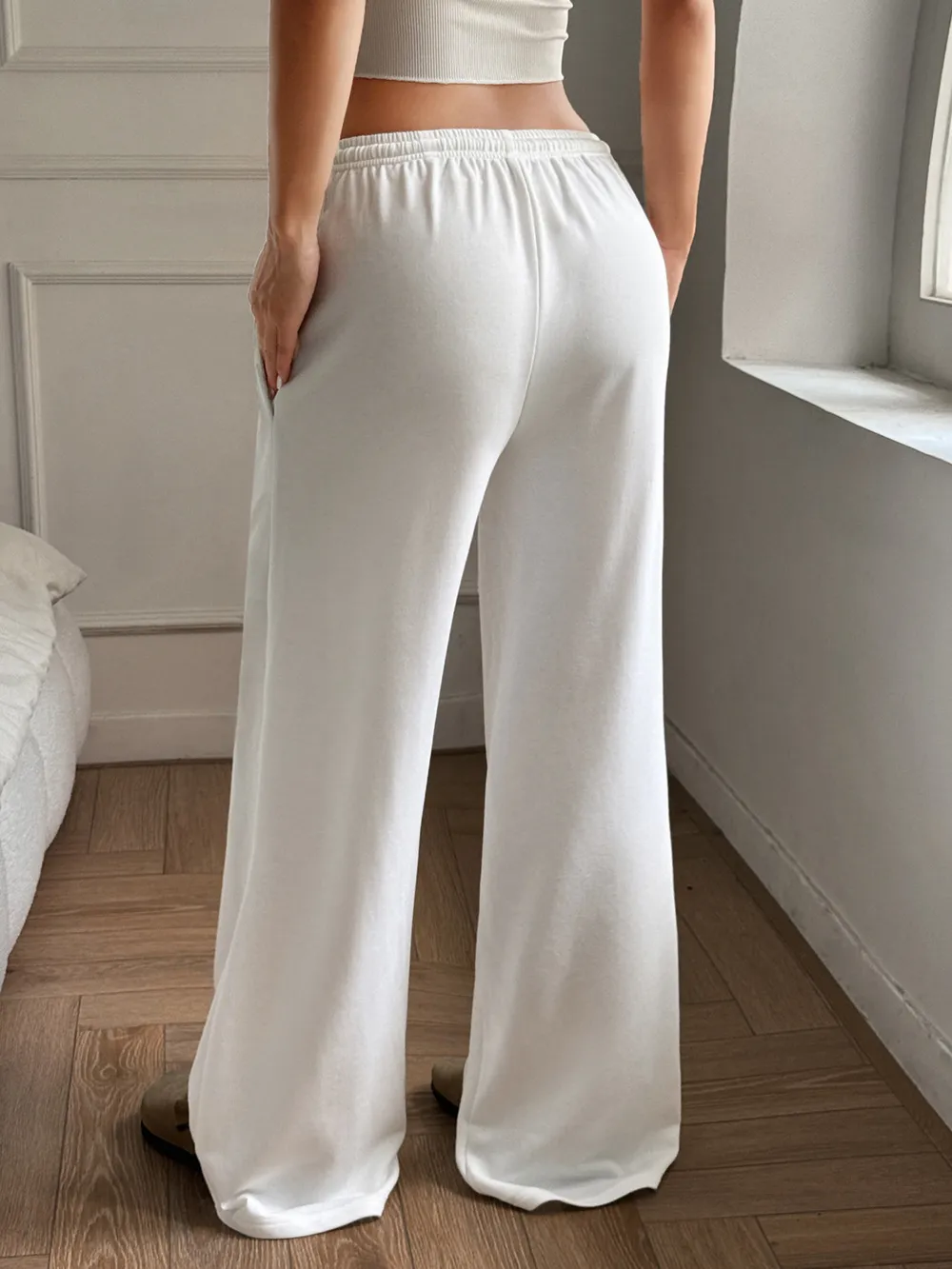 Relaxed Wide Leg Drawstring Pants, image 4