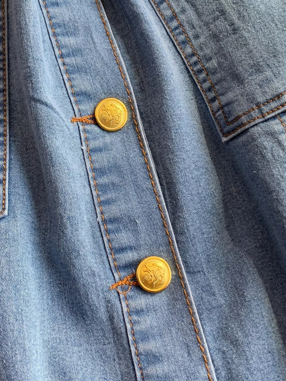 Button Front Short Sleeve Denim Dress, image 10