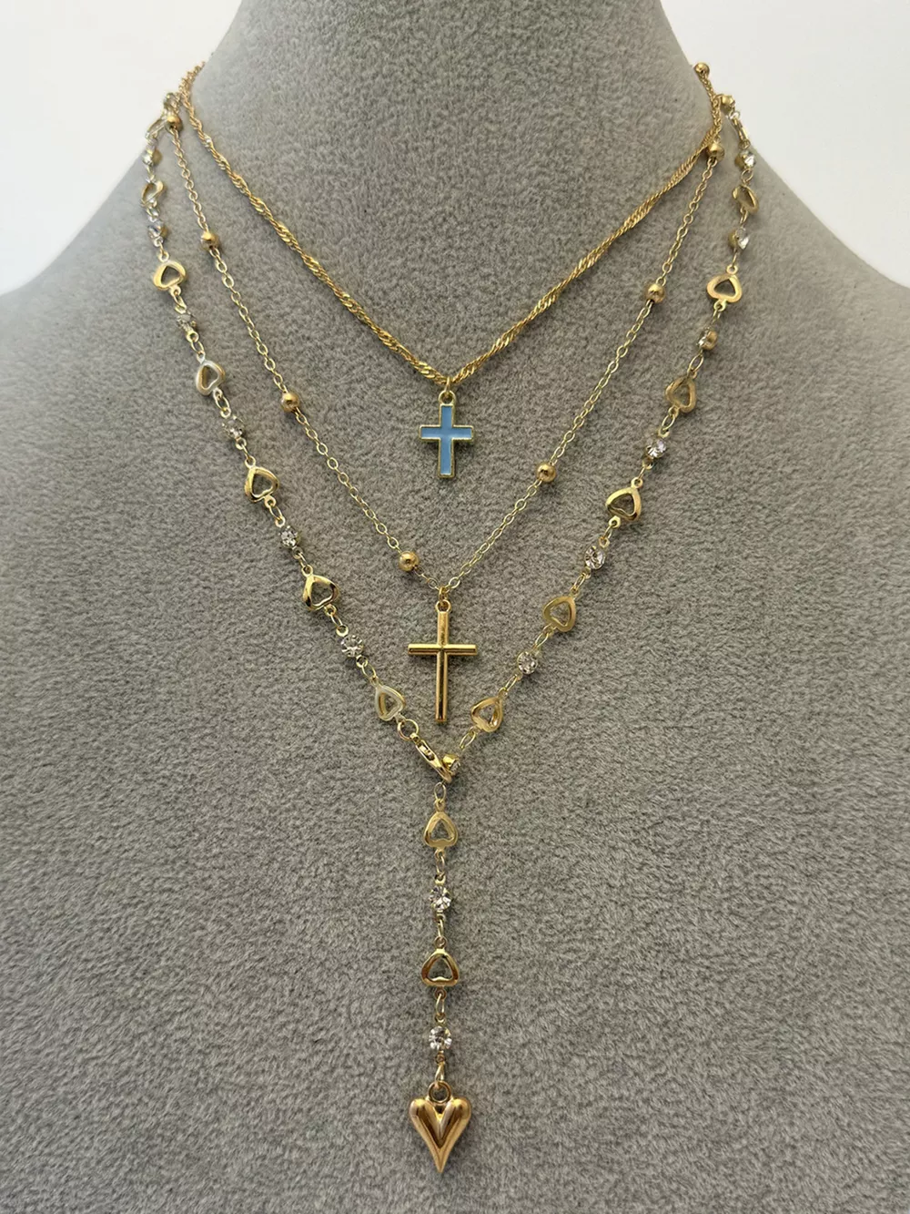 Layered Cross and Heart Necklace, image 8