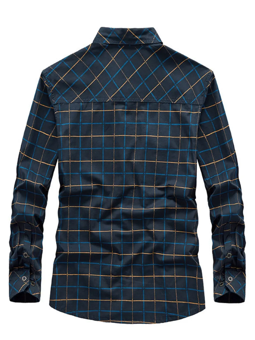 Men's Plus Size Casual Plaid Long Sleeve Shirt, image 6