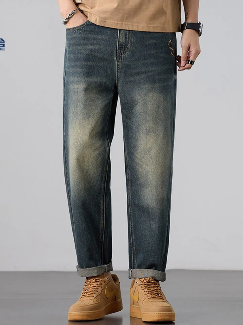 Men's Wash Straight Leg Jeans, image 2