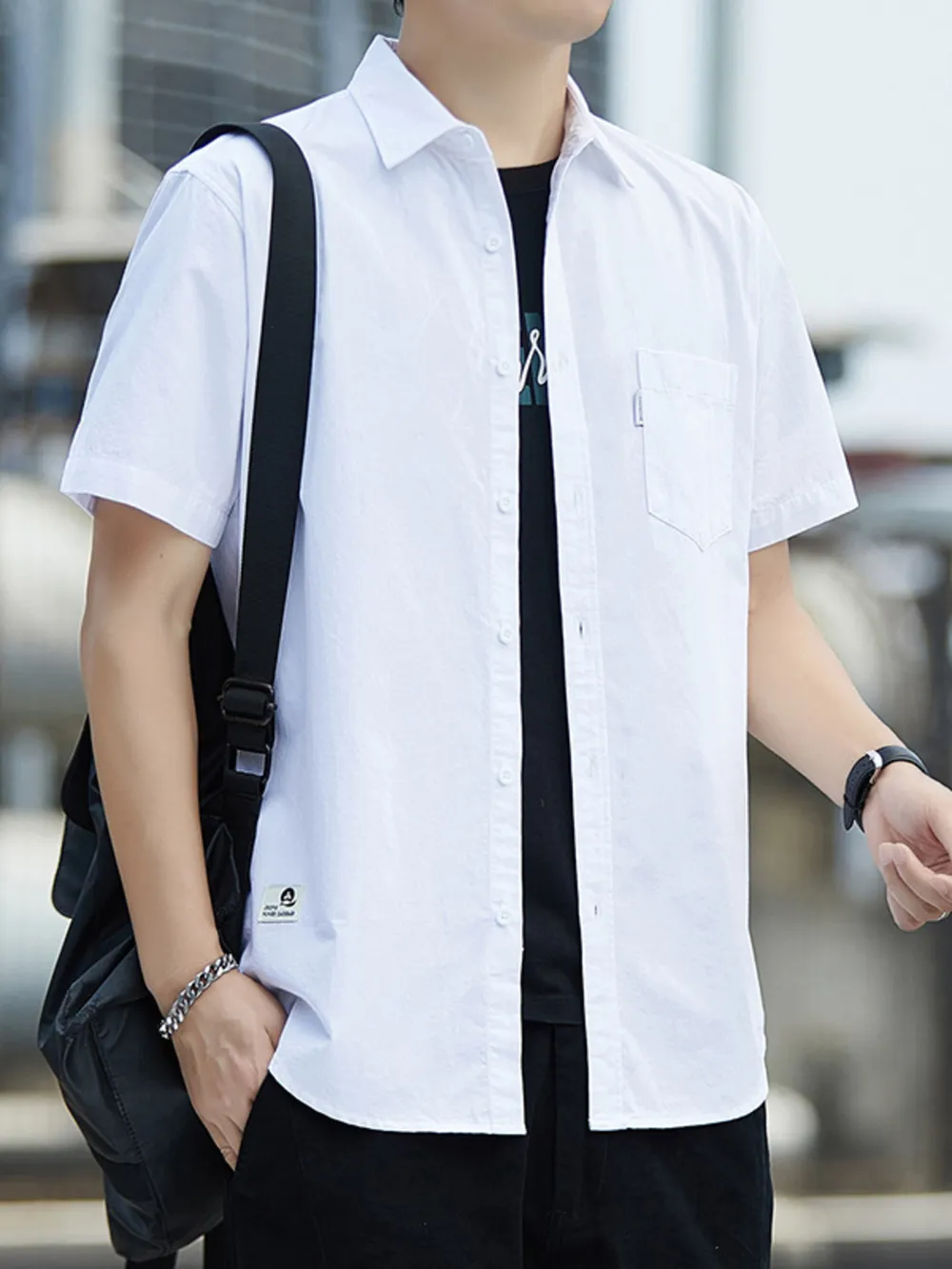 Men's Plus Size Short Sleeve Button-Up Casual Shirt, image 6