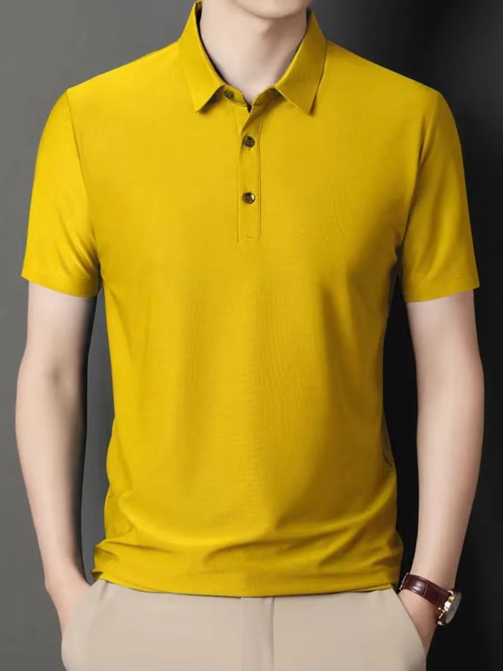 Men's Button Detail Short Sleeve Polo, image 2