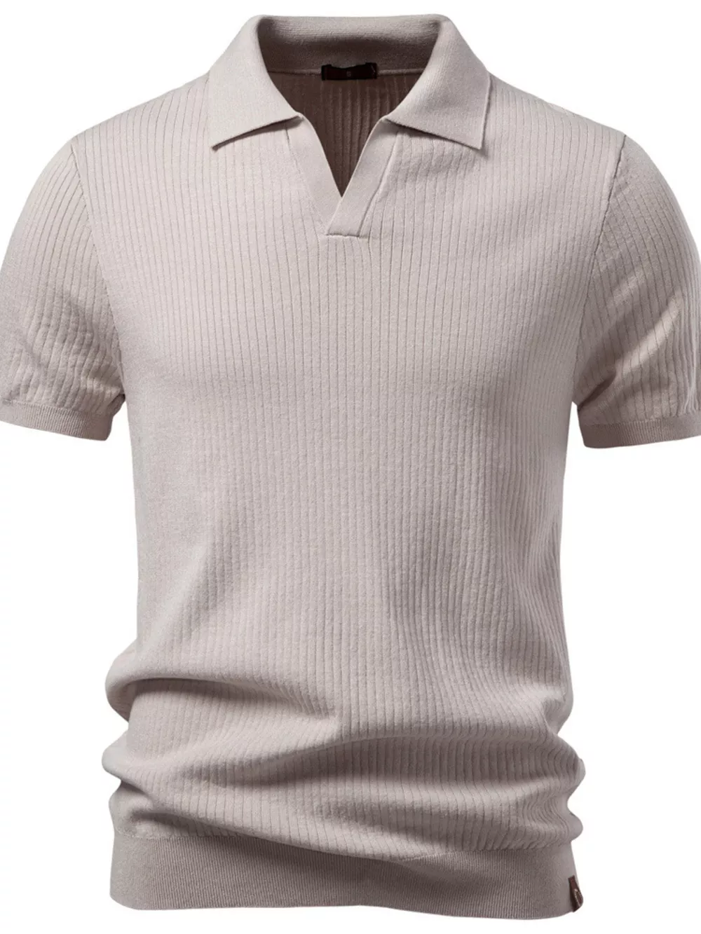 Men's Ribbed Knit Short Sleeve Polo, image 6