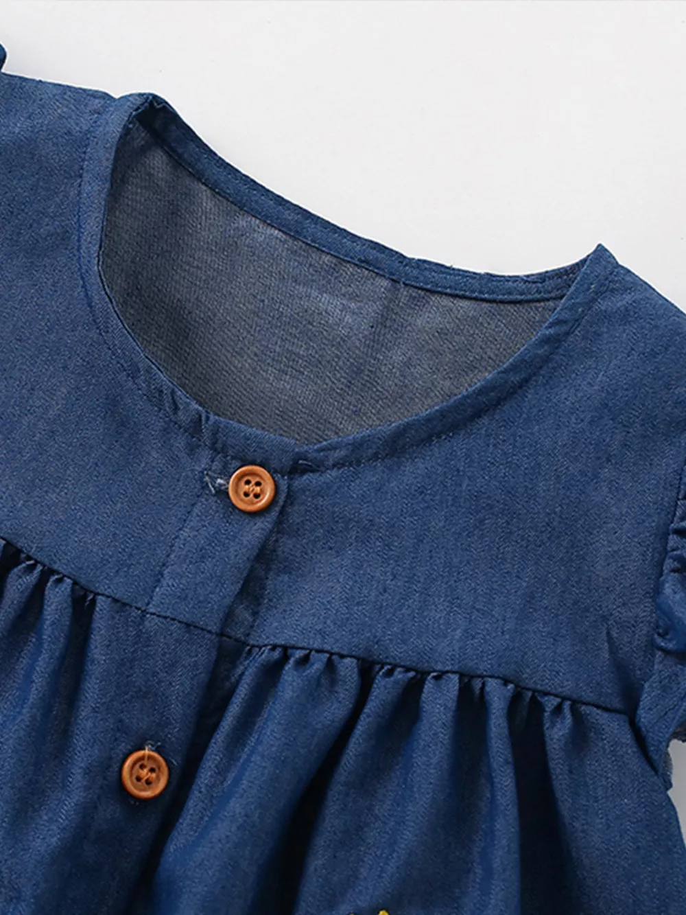 Children's Embroidered Denim Button-Front Dress, image 3