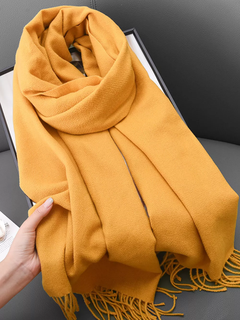 Solid Color Fringe Scarf, image 6