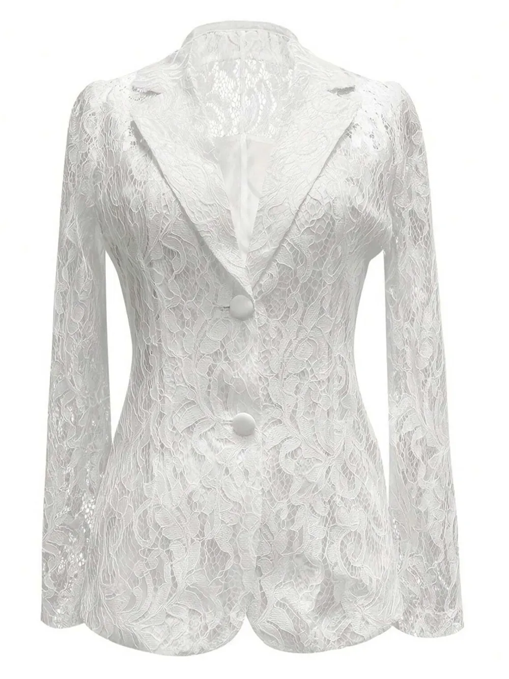 Floral Pattern Lace Single-Breasted Blazer, image 5