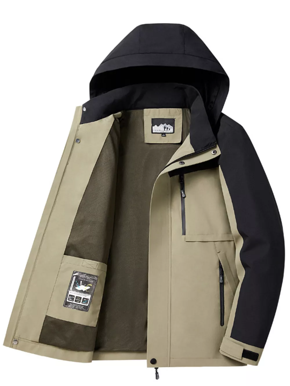 Men's Plus Size Two-Tone Hooded Outdoor Jacket, image 8