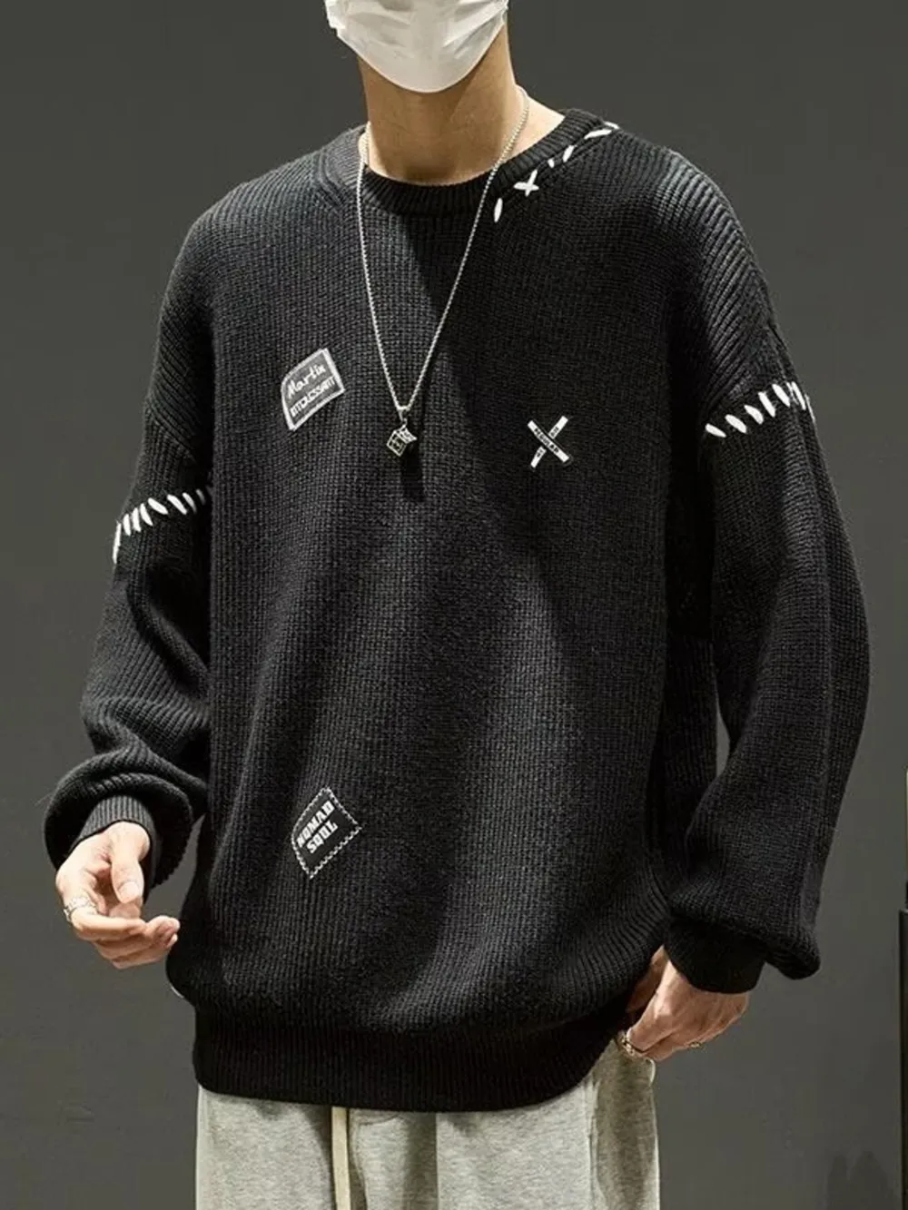 Men's Dropped Shoulder Long Sleeve Sweater, image 2