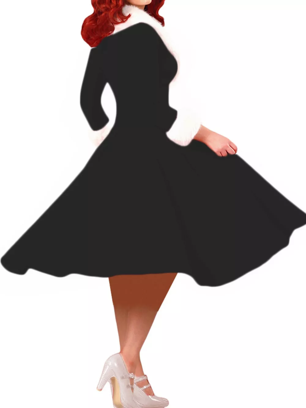 Faux Fur Trim Christmas Dress, image 5