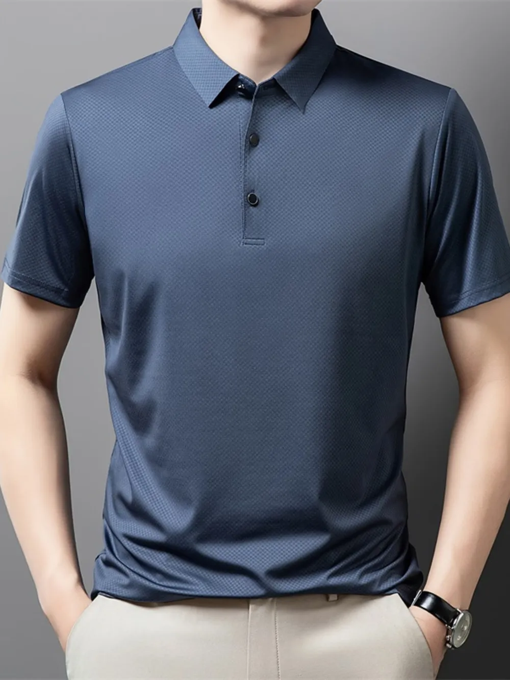 Men's Plus Size Casual Breathable Quick-Dry Polo Shirt, image 2